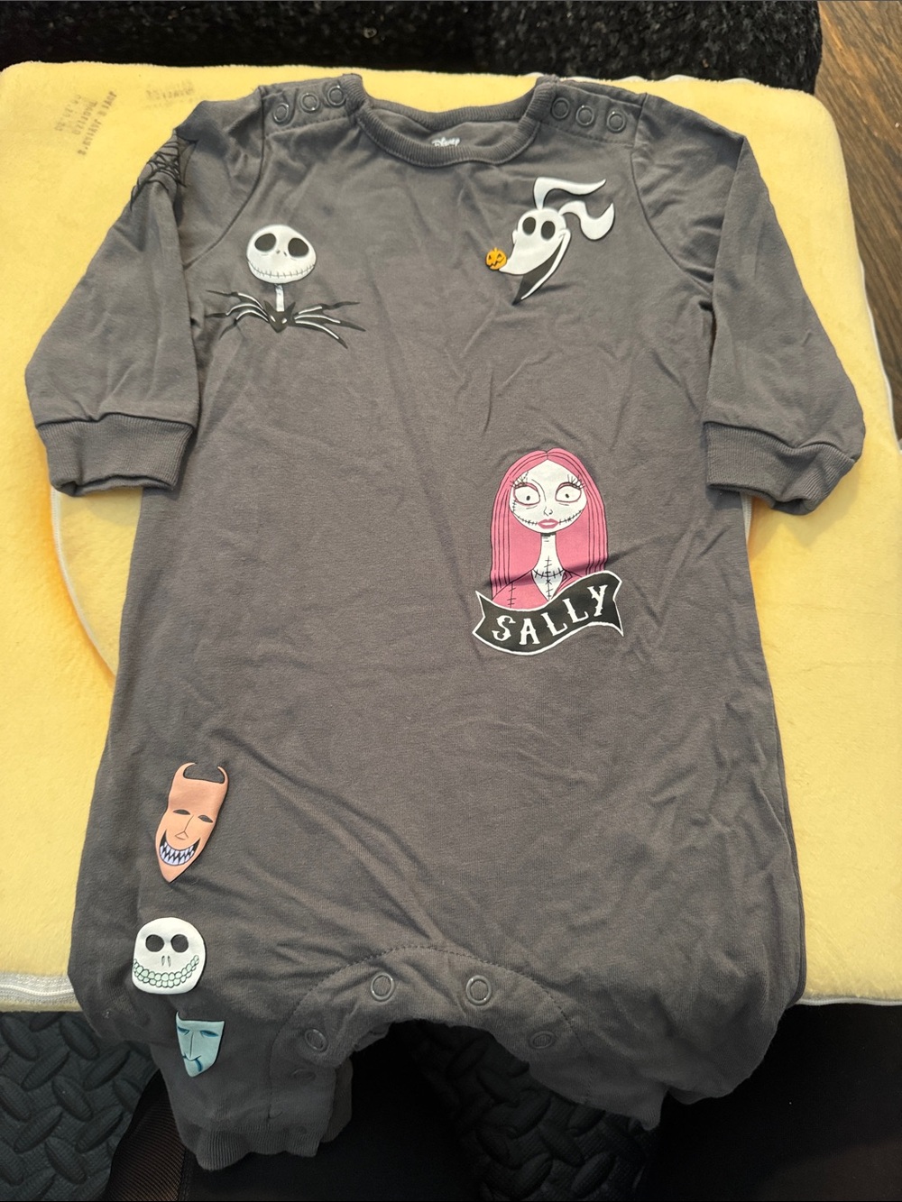 Disney Grey The Nightmare Before Christmas Sally Baby Footie with Pink Accents